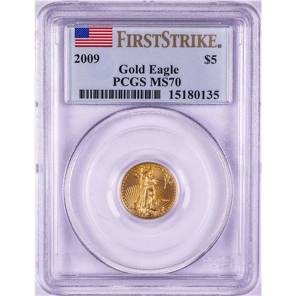 2009 $5 American Gold Eagle Coin PCGS MS70 First Strike