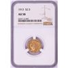Image 1 : 1913 $2 1/2 Indian Head Quarter Eagle Gold Coin NGC AU58