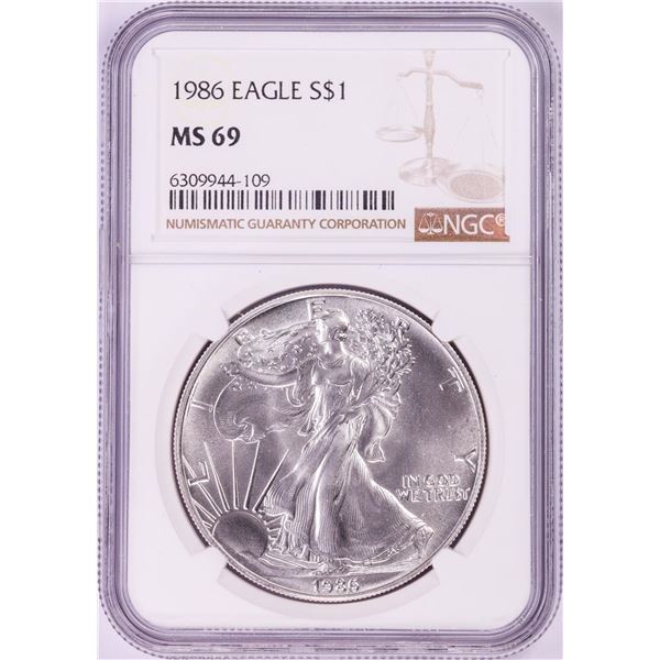 1986 $1 American Silver Eagle Coin NGC MS69