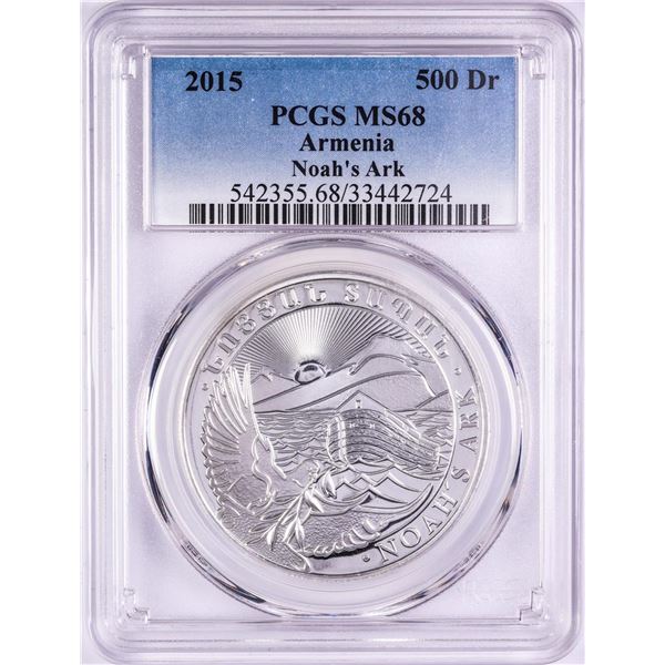 2015 Armenia 500 Dram Noah's Ark Silver Coin PCGS MS68