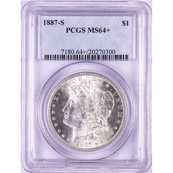 1887-S $1 Morgan Silver Dollar Coin PCGS MS64+