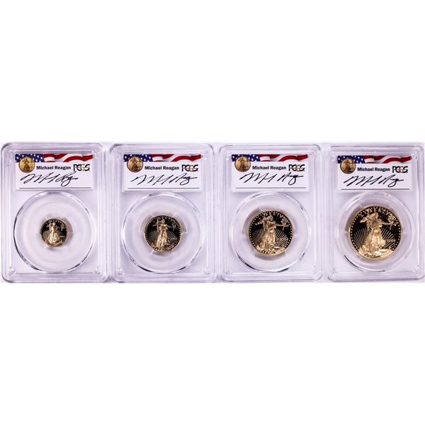 2004-W Proof American Gold Eagle (4) Coin Set PCGS PR69DCAM Michael Reagan Signature