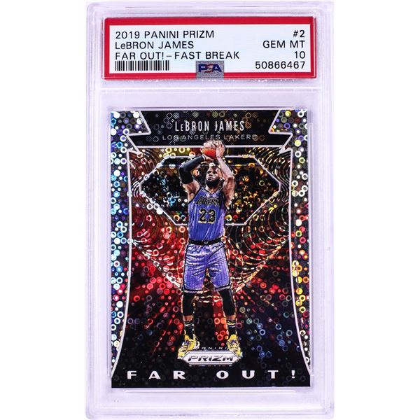 2019 Panini Prizm Far Out Fast Break LeBron James NBA Card #2 PSA Gem Mint 10