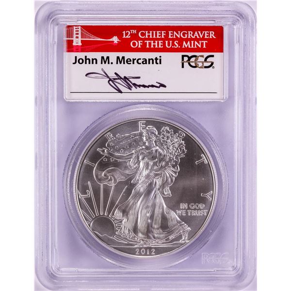 2012-(S) $1 American Silver Eagle Coin PCGS MS70 Mercanti Signed San Francisco