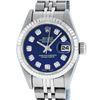 Rolex Ladies Stainless Steel Blue Diamond Oyster Perpetual Datejust Wristwatch