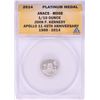 Image 1 : 2014 Proof 1/10 oz Platinum JFK Apollo 11 Anniversary Medal ANACS MS68