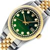 Image 2 : Rolex Mens Two Tone Green String Diamond Datejust Wristwatch