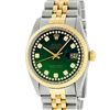 Image 3 : Rolex Mens Two Tone Green String Diamond Datejust Wristwatch