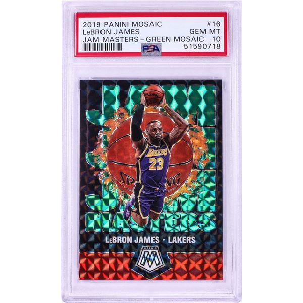 2020 Panini Jam Masters Green Mosaic LeBron James NBA Card #16 PSA Gem Mint 10