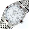 Image 1 : Rolex Men's Stainless Steel Diamond Lugs & Ruby Datejust Wristwatch