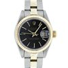 Image 1 : Rolex Ladies Two Tone Black Index Tapestry Datejust Oyster Band Wristwatch