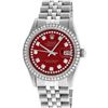 Image 2 : Rolex Men's Stainless Steel Red String Diamond Datejust Wristwatch