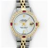 Image 1 : Rolex Ladies Two Tone Steel & Gold MOP Diamond & Ruby Datejust Wristwatch