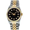 Image 2 : Rolex Mens Two Tone Black Diamond Datejust Wristwatch