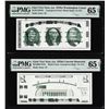 Image 1 : Set of Giori Test Note Washington & Lincoln Memorial PMG Gem Uncirculated 65EPQ