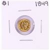 Image 1 : 1849 Type 1 $1 Liberty Head Dollar Gold Coin