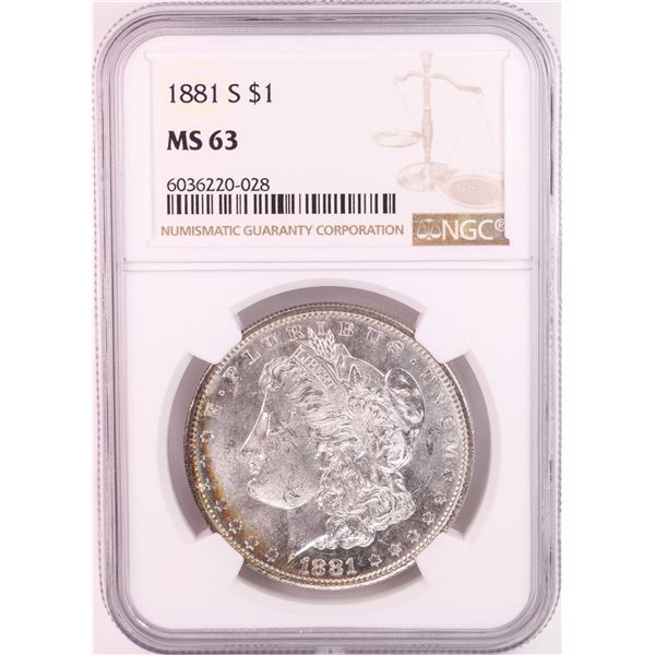 1881-S $1 Morgan Silver Dollar Coin NGC MS63 Great Toning