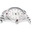 Image 8 : Rolex Men's Stainless Steel Silver Index Diamond & Ruby Datejust Wristwatch