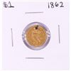 Image 1 : 1862 Type 3 $1 Indian Princess Head Gold Dollar Coin with Hole