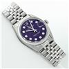 Image 3 : Rolex Mens Stainless Steel Purple Diamond Datejust Oyster Perpetual Wristwatch