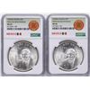 Image 1 : Lot of (2) 1953Mo Mexico Hidalgo Bicentennial 5 Pesos Silver Coins NGC MS64