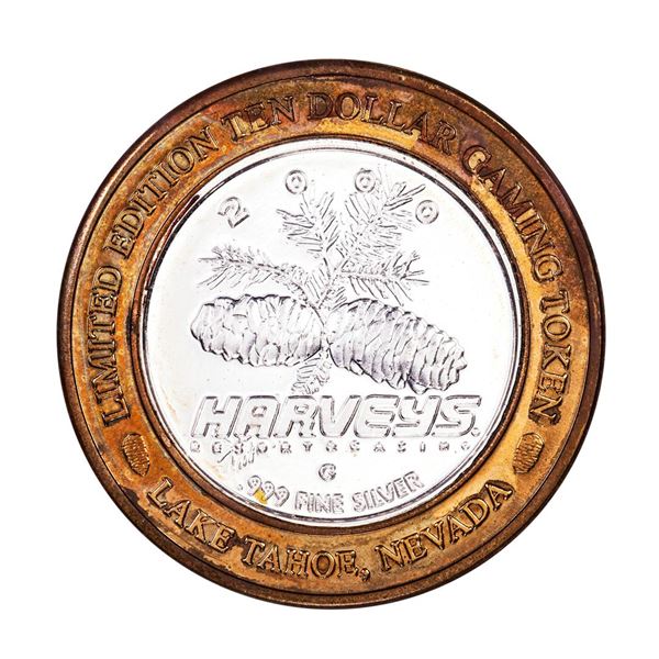 .999 Fine Silver Harveys Resort Lake Tahoe, Nevada $10 Limited Edition Gaming Token