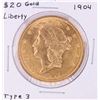 Image 1 : 1904 Type 3 $20 Liberty Head Double Eagle Gold Coin