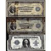Lot of (3) Large Size U.S. $1 Federal Reserve and Silver Certificate Notes