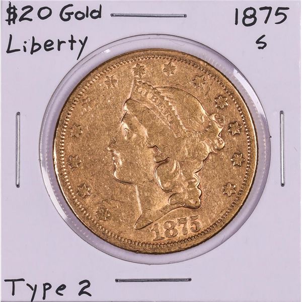 1875-S Type 2 $20 Liberty Head Double Eagle Gold Coin