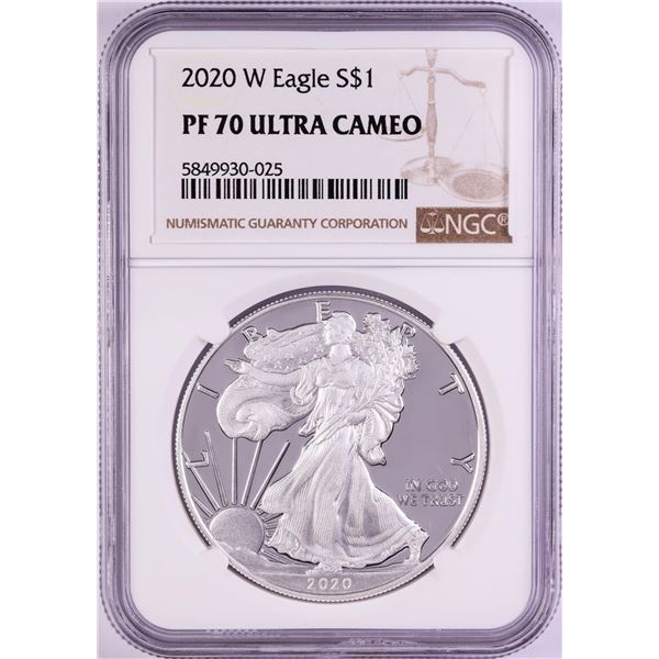 2020-W $1 Proof American Silver Eagle Coin NGC PF70 Ultra Cameo