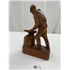 Image 2 : 13" Tall Hand Carved Blacksmith Signed by Artist