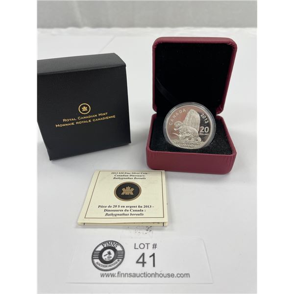 2013 20 Dollar Fine Silver Coin Canadian Dinosaurs Bahygnathus Borealis in Original Box