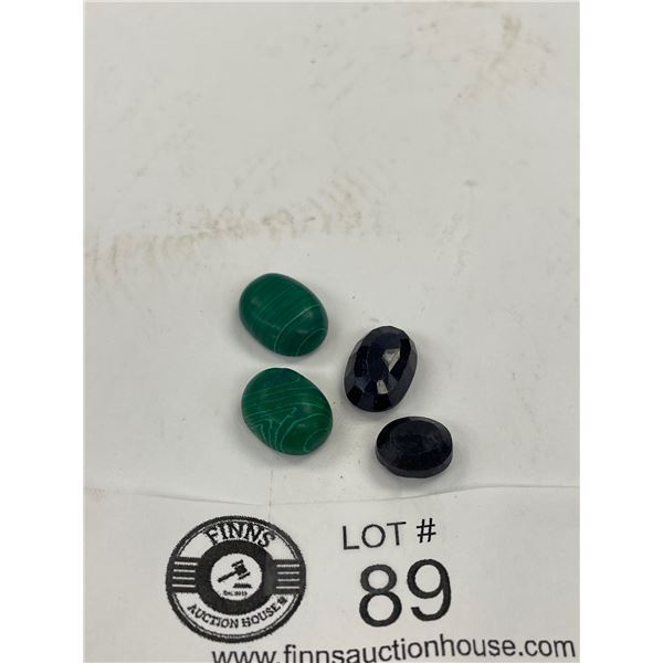 Malachite and Blue Sapphire 31.635 Various Sizes Oval Cut Africa Untreated