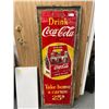 Image 1 : Vintage Coca Cola 53" Tall 25 Cent 6 Pack Sign Mounted on Board Has Touch-ups