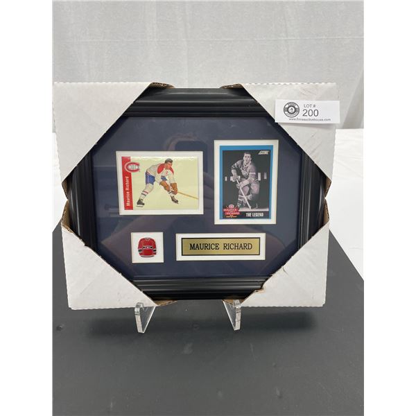 Nicely Framed 12 x 10 Maurice Richard Hockey Card Pin Etc