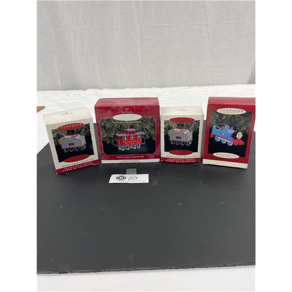 Lot of 4 Hallmark Train Christmas Ornaments