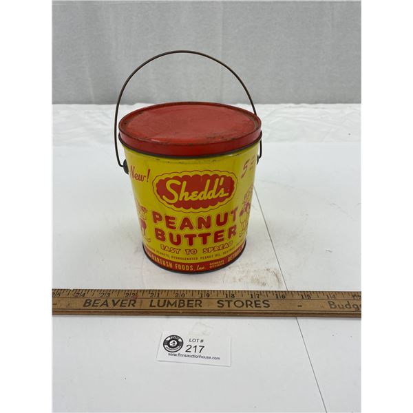 Vintage 5 lb Shedds Peanut Butter Tin with Lid Nice Graphics