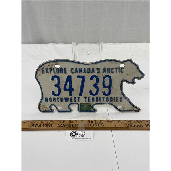 Vintage North West Territories License Plate