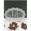 Image 2 : Nice 12" Wide Christmas Scene Plate with 10 Holly Stoned Napkin Rings