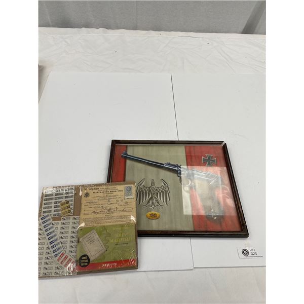 WW2 US War Ration Book plus Picture of German Luger and Iron Cross