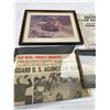 Image 2 : Vintage Lot of Framed Pictures WW2 Newspapers Auction House Posters Etc.