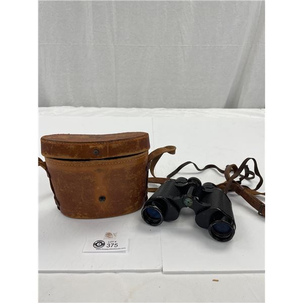 Pair of Baker Standard Binoculars with Leather Case