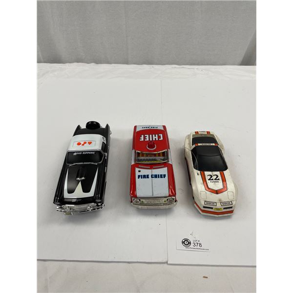 Lot of 3 Vintage Toy Cars Police Fire and Corvette