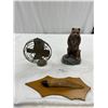 Image 1 : Lot of a Mountain Hoof Vintage Fan and Bear Statue