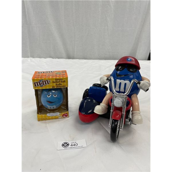 M & M Motorcycle Candy Dispenser and Stress Relief Ball Still in Package