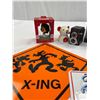 Image 2 : 2 Novelty Pencil Sharpeners Plus Disney License Plate and Crossing Sign plus 2 Figures in Boxes