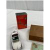 Image 2 : Vintage Wooden Cigar Box plus 2 Tins and 1: 24th Scale Crown Victoria Diecast Car