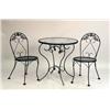 Image 1 : A MODERN WROUGHT-IRON ICE CREAM PARLOR AND GLASS-TOPPED TABLE AND CHAIRS