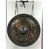 Image 2 : A HAND-PAINTED CHINESE GONG ON A CARVED TEAKWOOD STAND