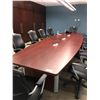Image 1 : MAHOGANY 16' X 5' BOAT SHAPE BOARDROOM TABLE